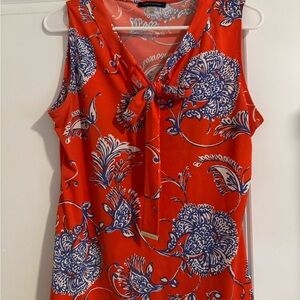 Tommy Hilfiger Womens Size M sleeveless blouse orange & blue floral
